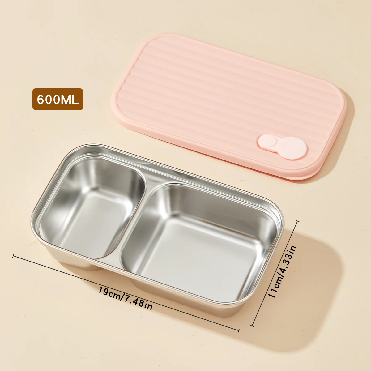 WORTHBUY Lunchbox aus Edelstahl 304, mit Deckel, tragbarer Obstsalat-Lebensmittelbehälter, stapelbar, auslaufsicher, Bento-Box für Studenten