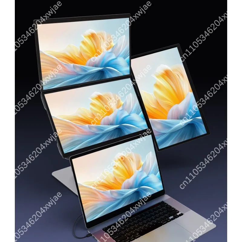 4 Screen Multi Monitor Laptop Docking Display One Cable Connection Foldable External Monitor With Built-in Stand