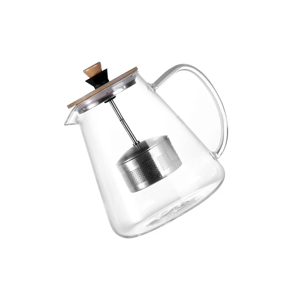 

1pc Stainless Steel Inner Liner Glass Teapot Heat Resistant Tea Kettle Smooth Pour Spout Elegant Handle Home Office Kitchen