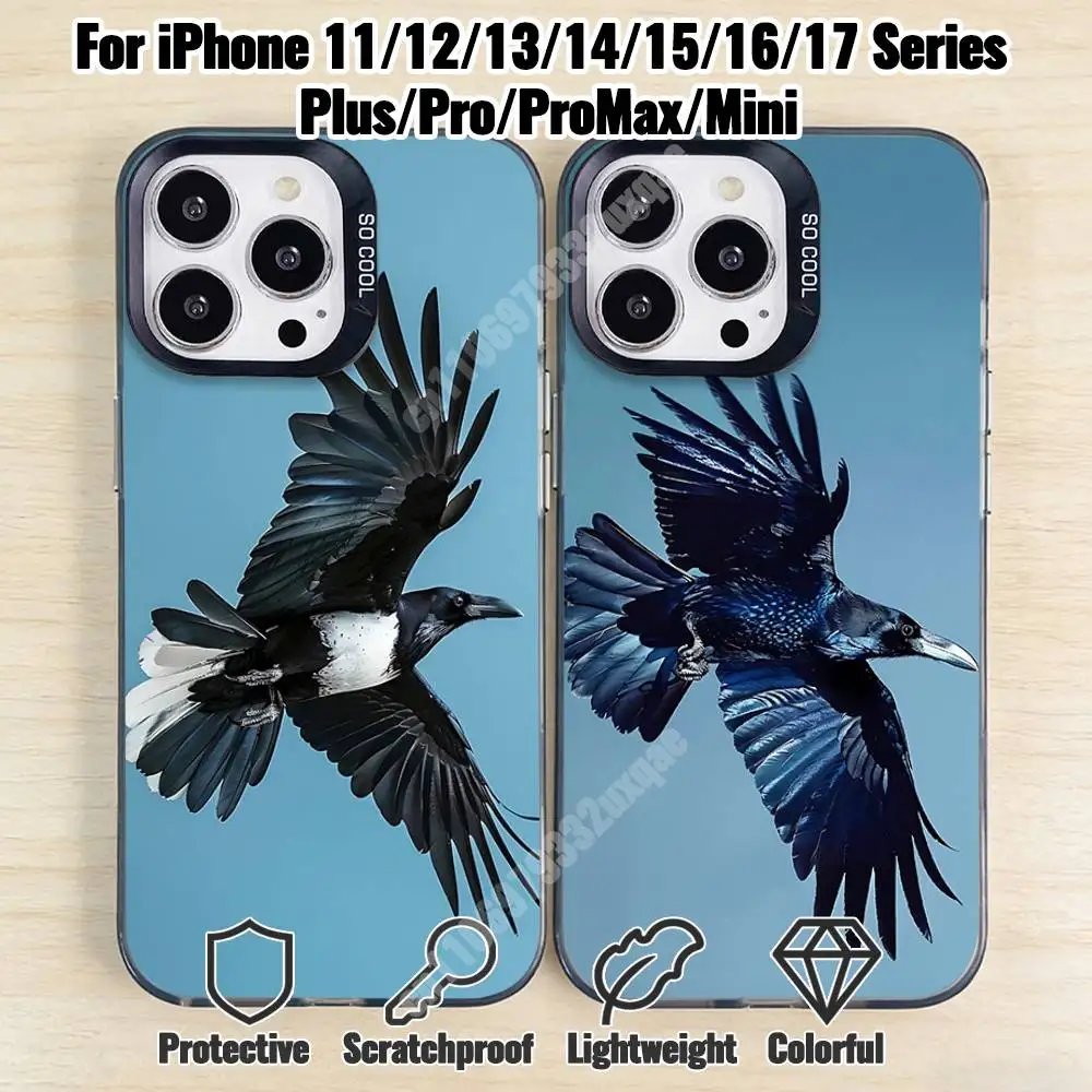 

Black Crow Northern Raven Phone Case for iPhone 17 16 15 Pro Plus 14 13 Max Mini 12 11 X XS Air TPU Bumper