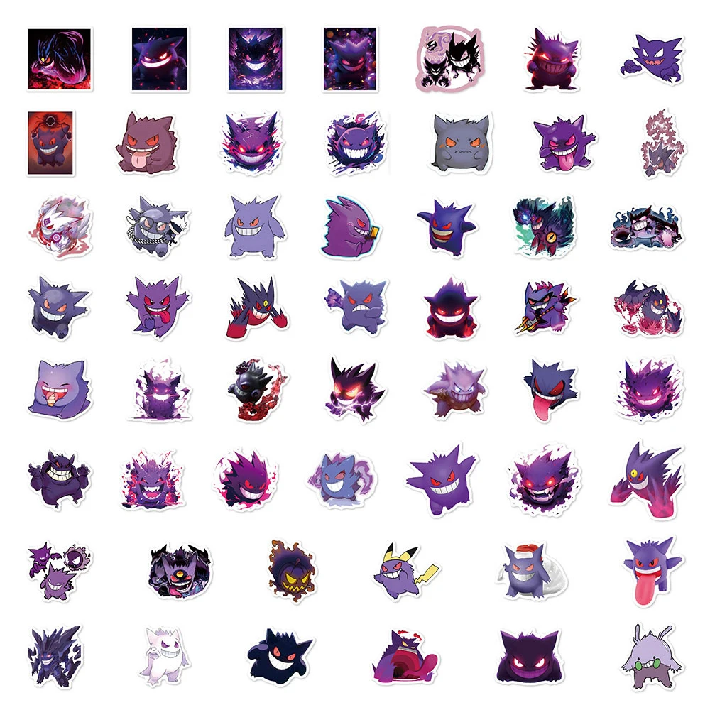 10/30/50PCS Cute Pokemon Gengar Cartoon Stickers Decals DIY Decoration Notebook Phone Suitcase Laptop Fridge Kawaii Graffiti Toy