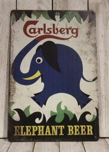 1d,Carlsberg Beer Tin Metal Bar Sign Vintage Rustic Style Ad Irish Pub Elephant