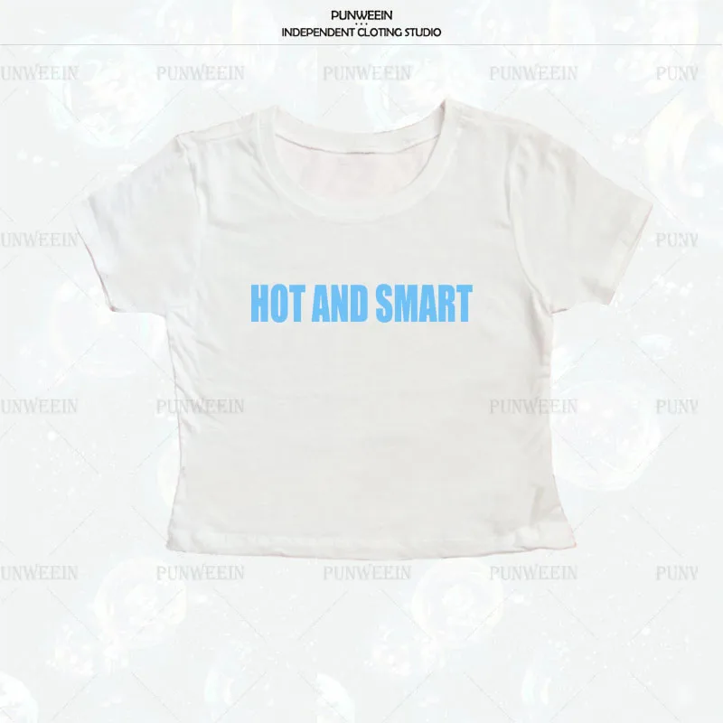 Hot And Smart Letter Crop Top Women Sexy Hottie Trashy 2000s Party Club Classic Streetwear Grunge Gothic Hot Girls Tops Tees