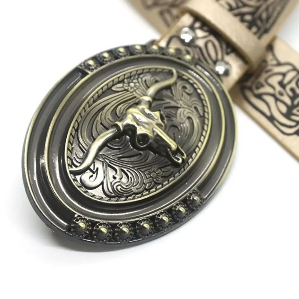 Cinturón Vintage Y2K estilo bohemio Hip Hop Harajuku cinturón con hebilla de cabeza de vaca pretina Punk Rock