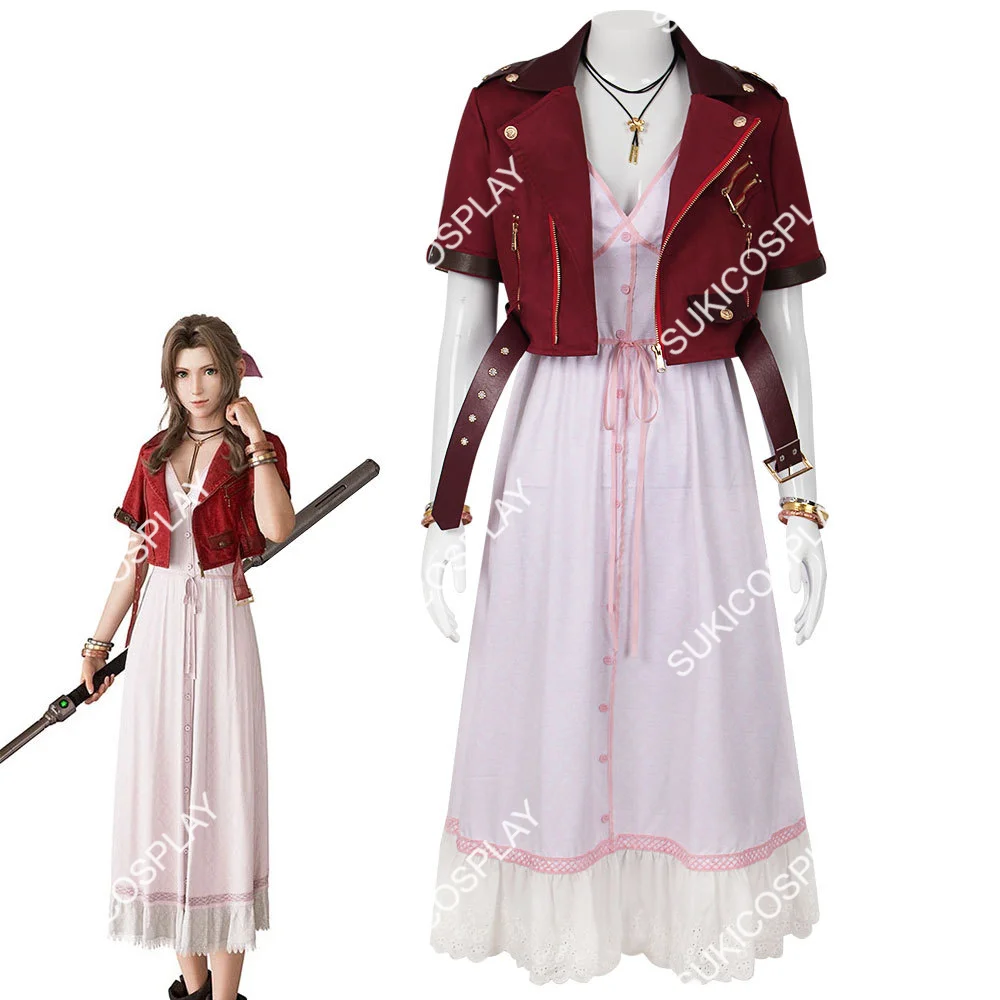 

Final Fantasy 7 Aerith Cosplay Outfit - Denim Set for Halloween & Game Cosplay | Authentic Alice Costume with Stylish Details