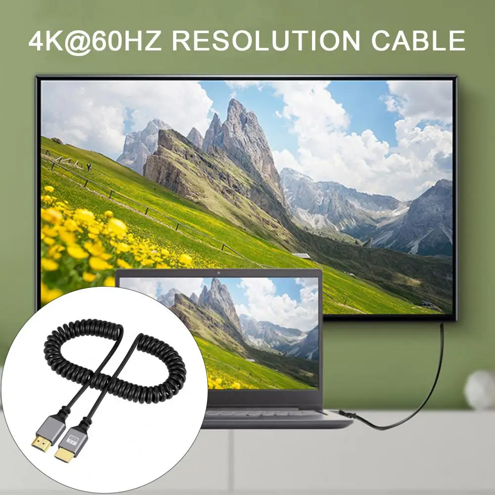 كابل قابل للسحب متوافق مع HDMI ، كابل حلزوني مرن ، تمديد عالمي ، ذكر إلى قابس ذكر ، غامرة ، 4K @ 60Hz