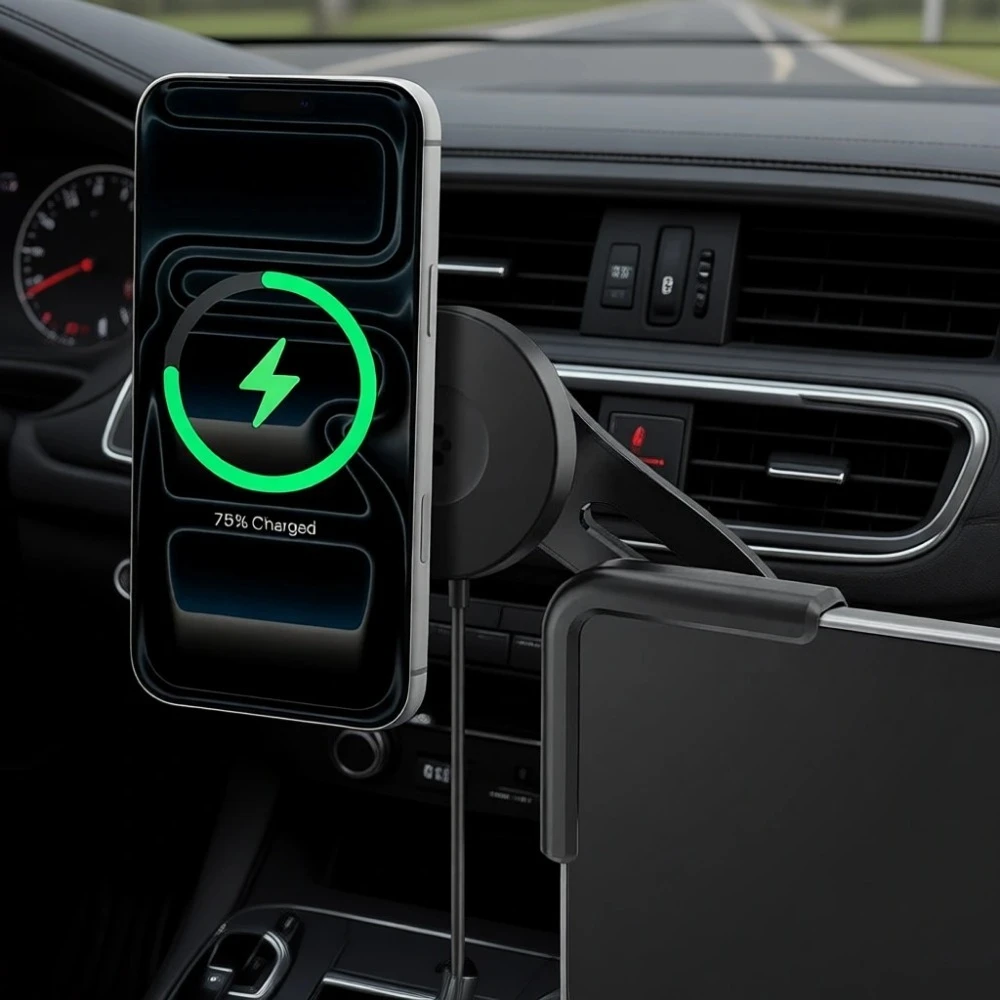 

MagSafe Charging Car Phone Mount for Tesla Model 3 Y S X 2025 2026 iPhone 17 Pro Max Pixel 10 Galaxy S26