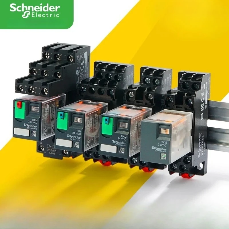 Schneider Electric Small Intermediate Relay RXM2LB2BD with 11 14 8 Pins 5A LED Light DC 24V 12V AC 220V