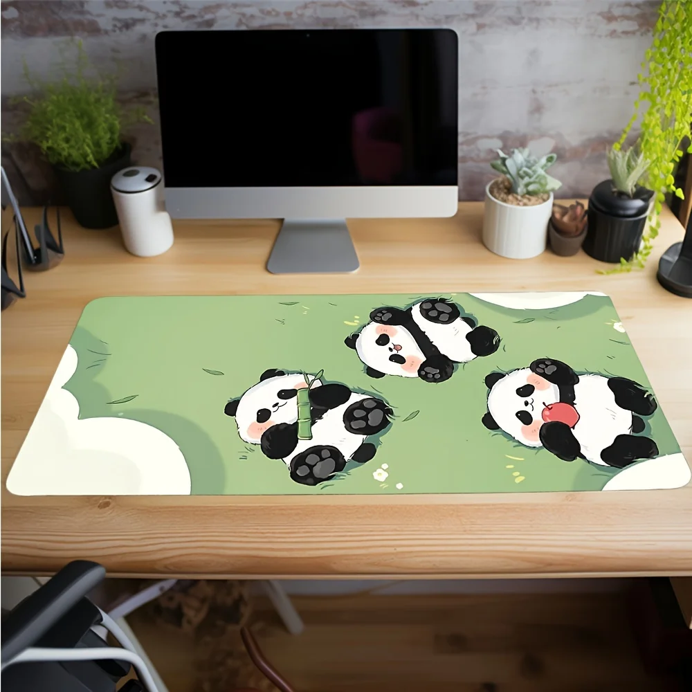

Charming Cartoon Pandas Design Mouse Pad Large Rubber Anti-slip Desk Accessories Mousepad for Offices & Gamer Keyboard Decor Mat