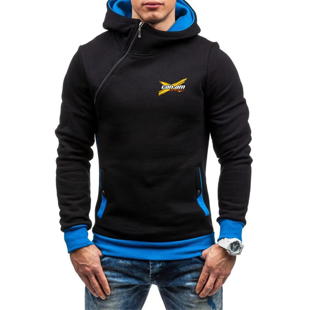 CAN-AM BRP 2023 Men's New Long Sleeve Oblique Zipper Hooded Solid Color Hoodies Fashion Printing Tacksuit Sweatshirt Hoody Tops