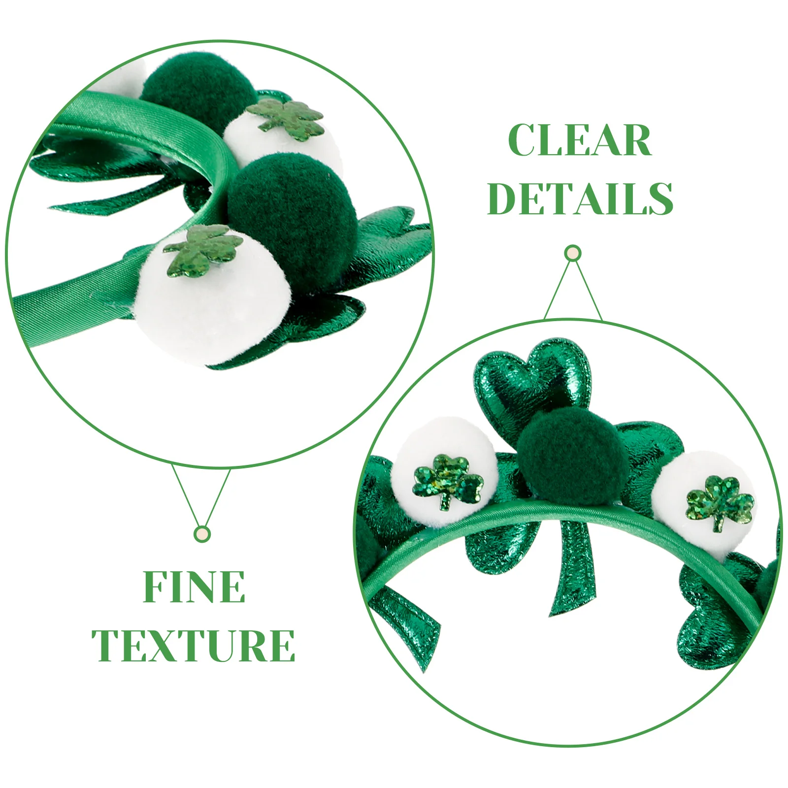 

Shamrock Headb Green White Balls Hair Accessory St Patrick Day Decor Festive Hoops Women Costume Ribbon Boppers Holiday Hair