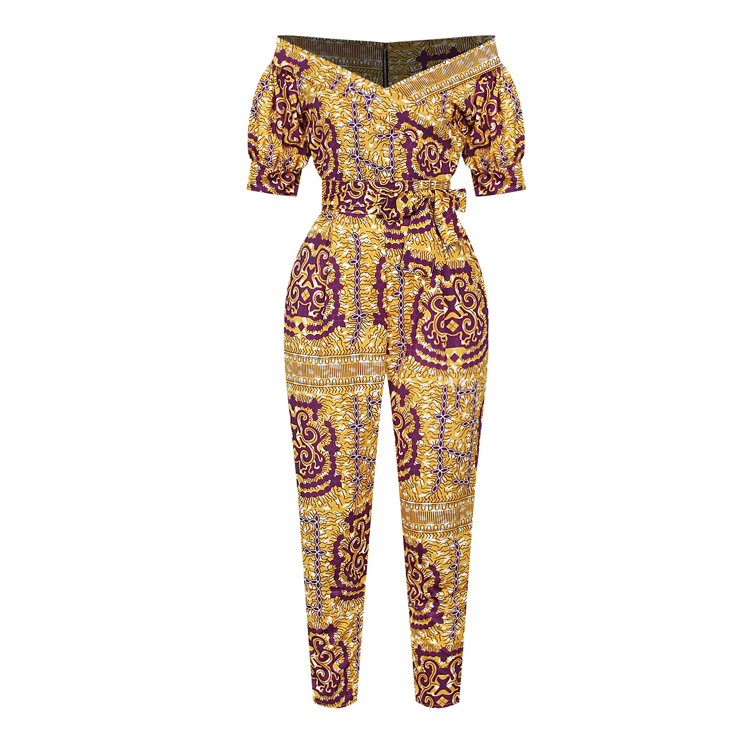 African Dresses for Women 2022 Fashion Pants Dashiki Print  Shoulder Off Ankara Jumpsuit Trousers Robe Africaine Novelty Clothes