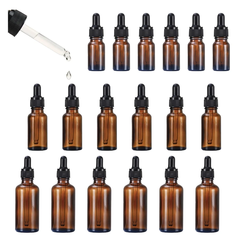 8/20pcs 10ml 50ml Glass Dropper Bottles Refillable Essential Oil Perfume Containers with Pipettes for DIY Cosmetic Travel Bottle