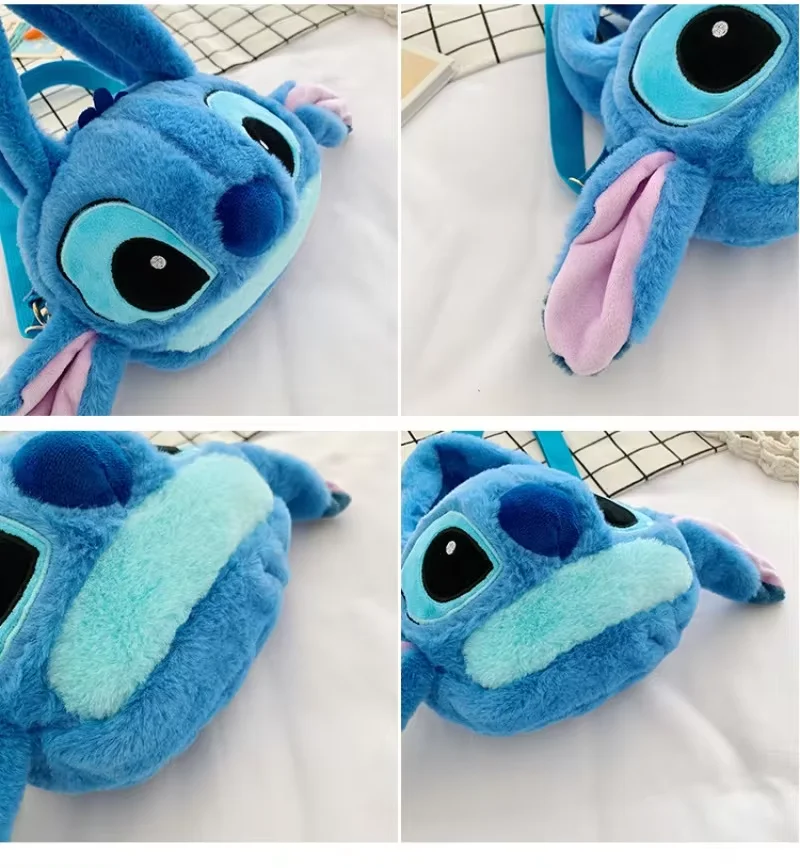 2024 New Disney Lilo Stitch Toy Kawaii Plush Messenger Bag Girl Tote Bag Anime Plush Backpack Kids Cartoon Plush Soft Bag Gifts