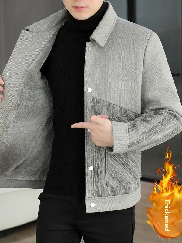 

Men's Faionable ort Thiened Fce Lined Jaet Autumn Winter Youth Casual Sle Stand Collar Coat Warm Outerwear
