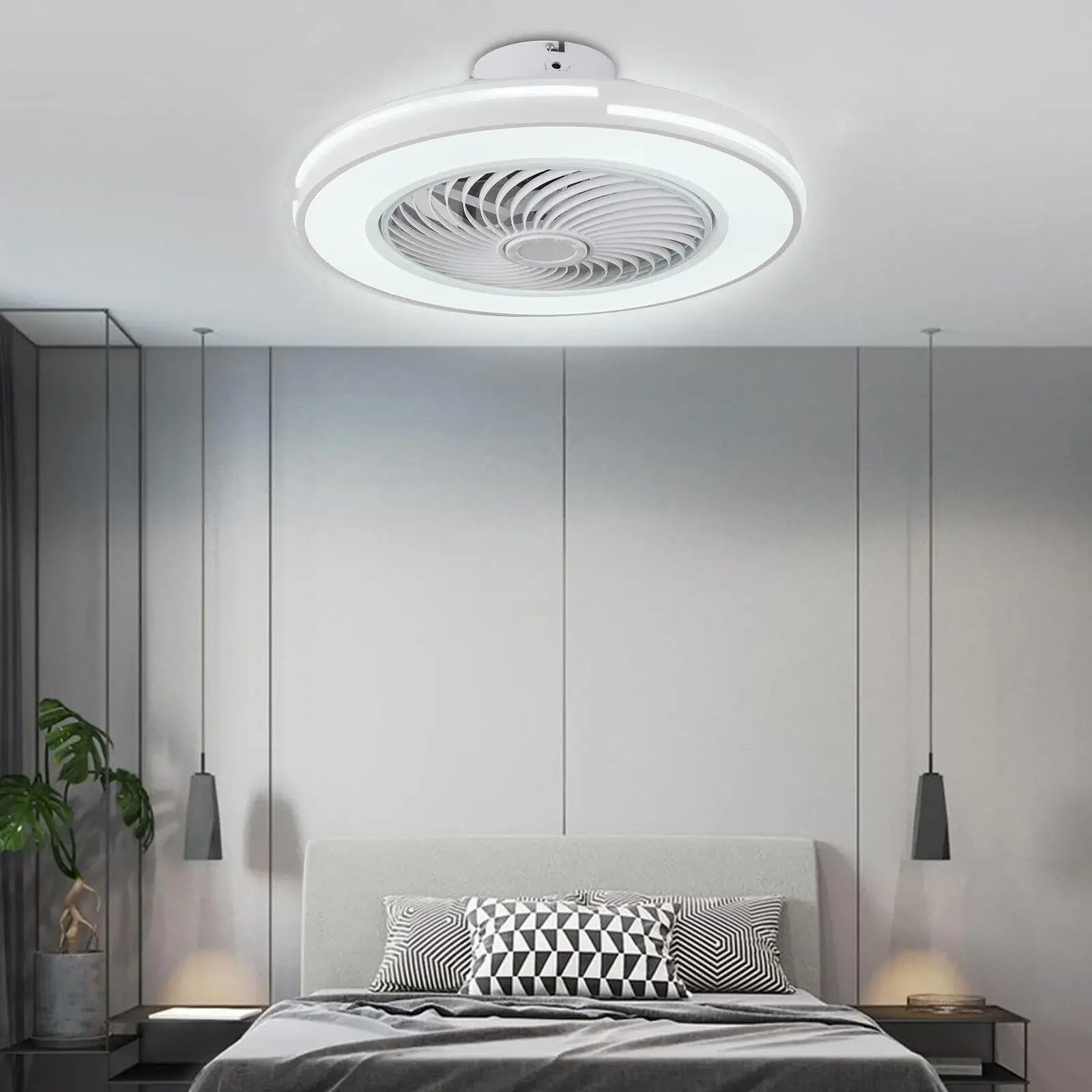 

NEW 20" Modern Ceiling Fan with LED Light Chandelier Flush Mount Lamp Remote Control Room Decor