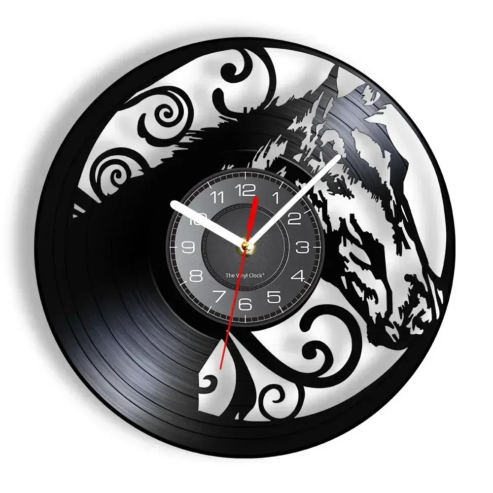 Horse Head Design Vinyl Record Wall Clock Stallion Horse Silhouette Interior Modern Wall Art Home Decor Clock Equestrianism Gift