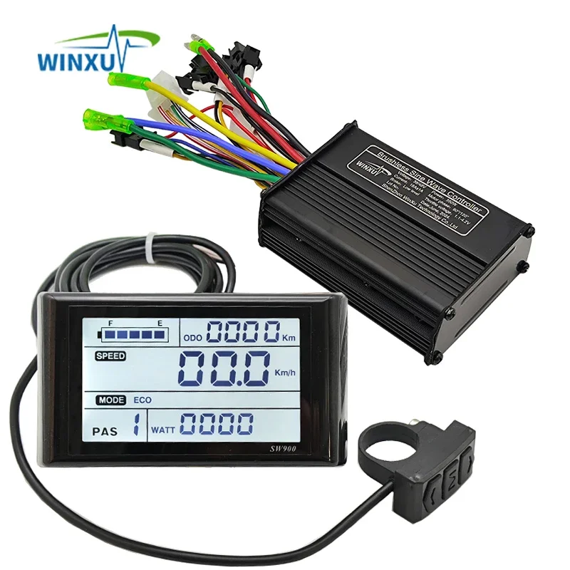 36V 48V 350W 18A E-bike Sine Wave Brushless Motor Universal Controller SW900 LCD Set for Electric Bike Scooter Repair Conversion