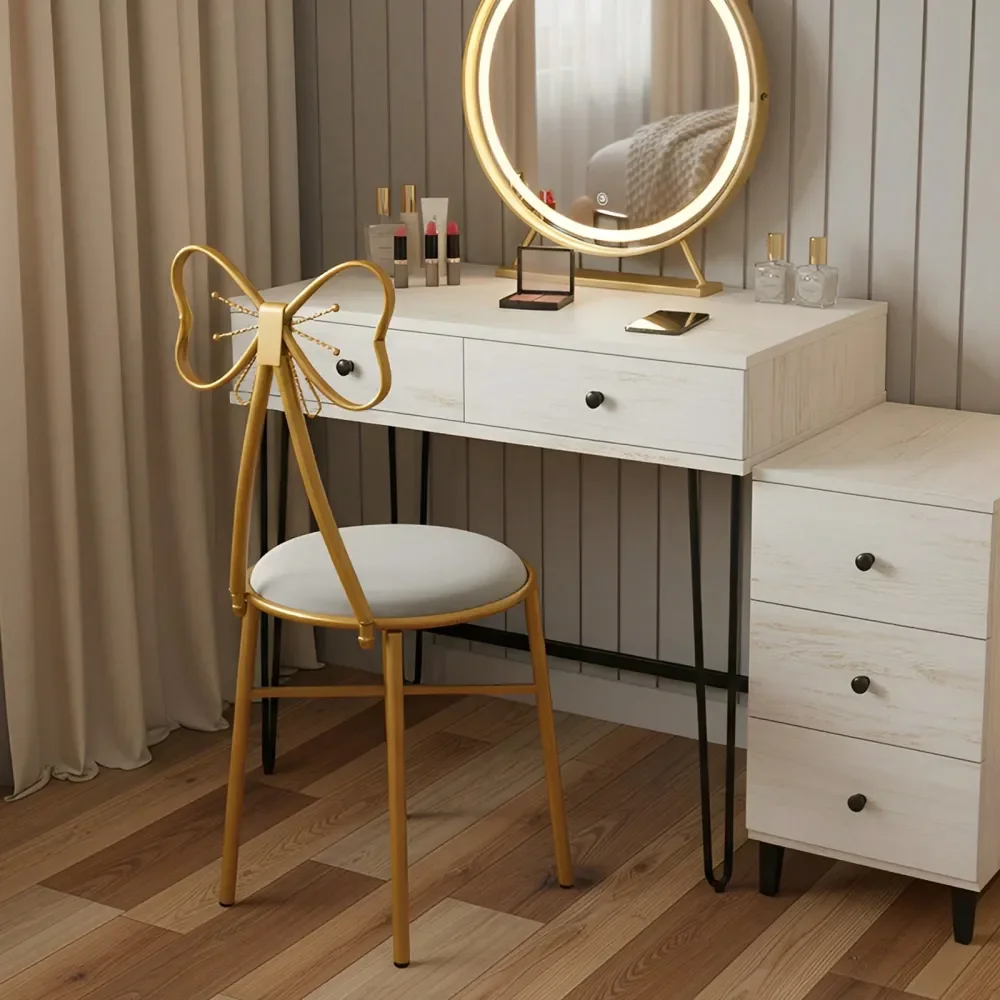 

Backrest Chair For Dining Makeup, Modern ButterflyShaped Stool, Butterfly Backrest Chair, Modern Velvet Accent Chair With Gold