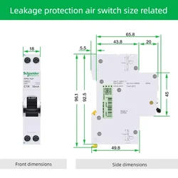 Schneider Electric Integrated leakage protection Circuit Breaker 1P+N iDPNa Vigi+ C32 C10 C25 30mA Air Switch 1P+N 16A A9d93620