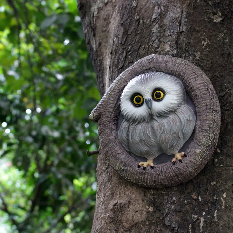 

‌Cute Resin Owl Wall Decor - Garden Ornament for Balcony & Patio‌