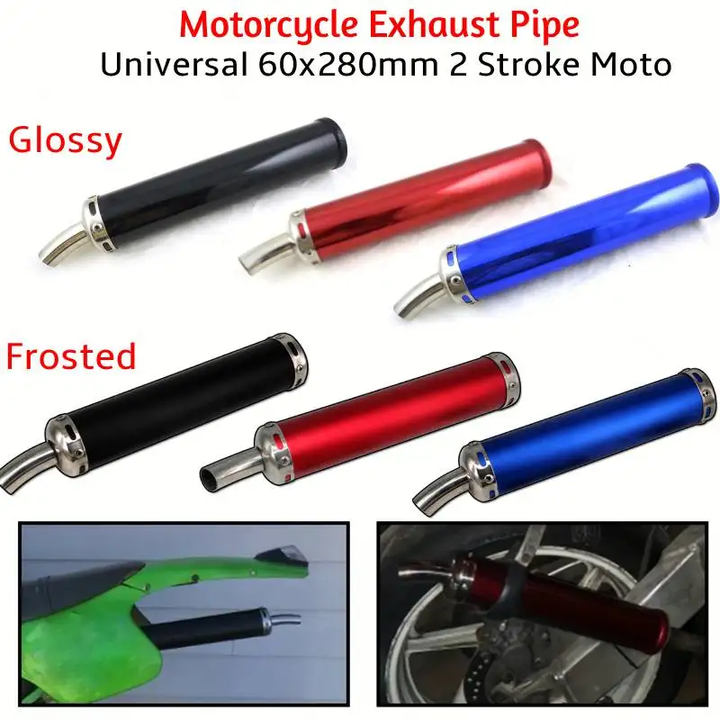 Silenciador de escape para motocicleta, silenciador de 60x280mm para patinete callejero, silenciador modificado de carreras de Motocross, tubo de escape de 2 tiempos 50cc-240cc