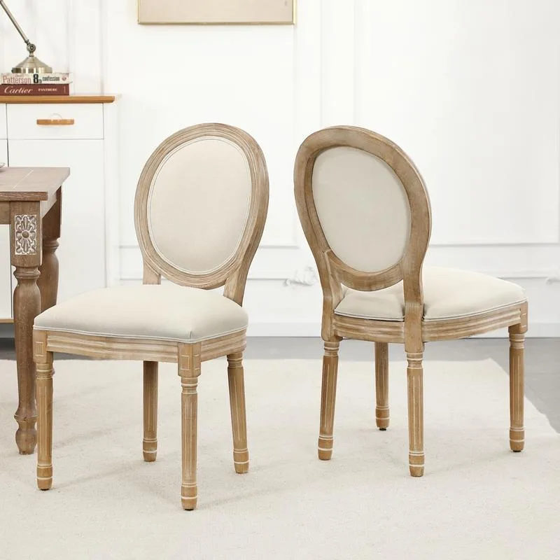Country Dining Chairs Set of 2 Farmhouse Kitchen Chairs with Round Back and Solid Wood Legs, Wood Dining Chairs Set of 2 for Ki