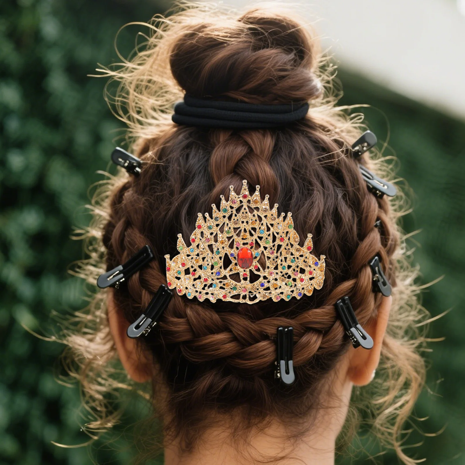 

Thai Traditional Crown Princess Comb Hairpin Golden Rhinestone Wedding Bridal Tiara Hair Accessories Festival Headpiece