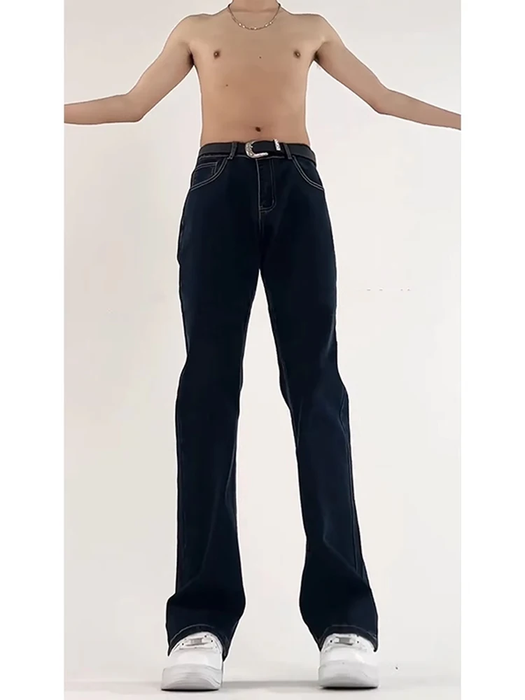 

Original Denim Blue Men's Jeans Slim Straight American High Street Sle High Waist Bootcut Pants Wear Resistant Youth Faion