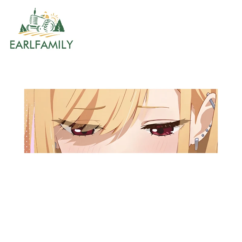 EARLFAMILY Marin Kitagawa Big Eyes Slap Car Stickers Amusing Eye-Catching Decoration Sunscreen Vinyl JDM Trolley SUV Accessories