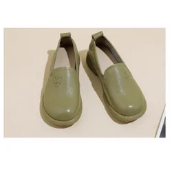 Women's Loafers Comfortable Round Toe Soft Sole Flats Women Work Shoes Retro Green Leather Thin Shoes Daily Slip-on Casual Shoes