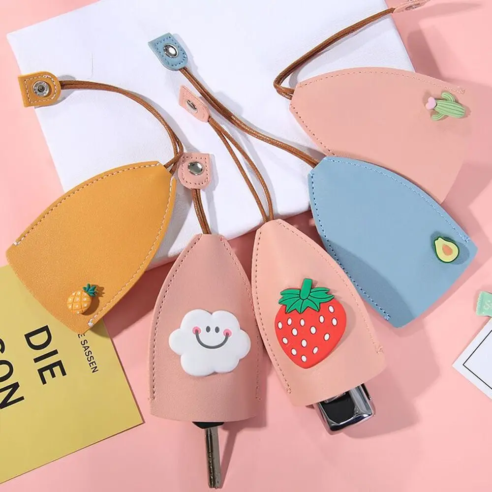 Pig Cartoon Strawberry Eggs Rainbow Fruits Key Case Housekeepers Key Holder Keychain Pouch Cherry Key Wallets Pull Type Key Bag
