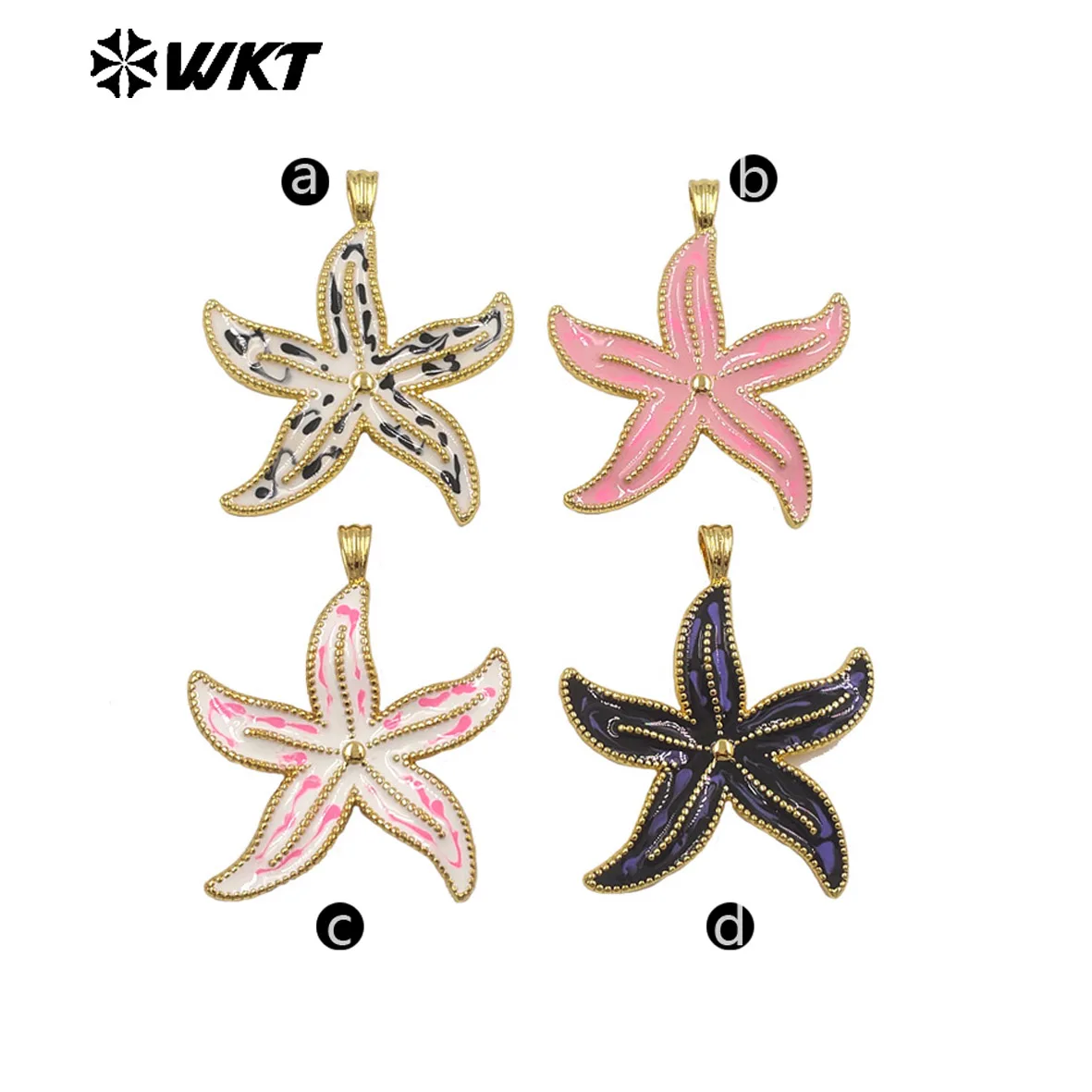WT-P2117 Vivid And Colored Starfish Texture Pendants Charms For Earrings Or Bracelet Wholesale Accessory Making