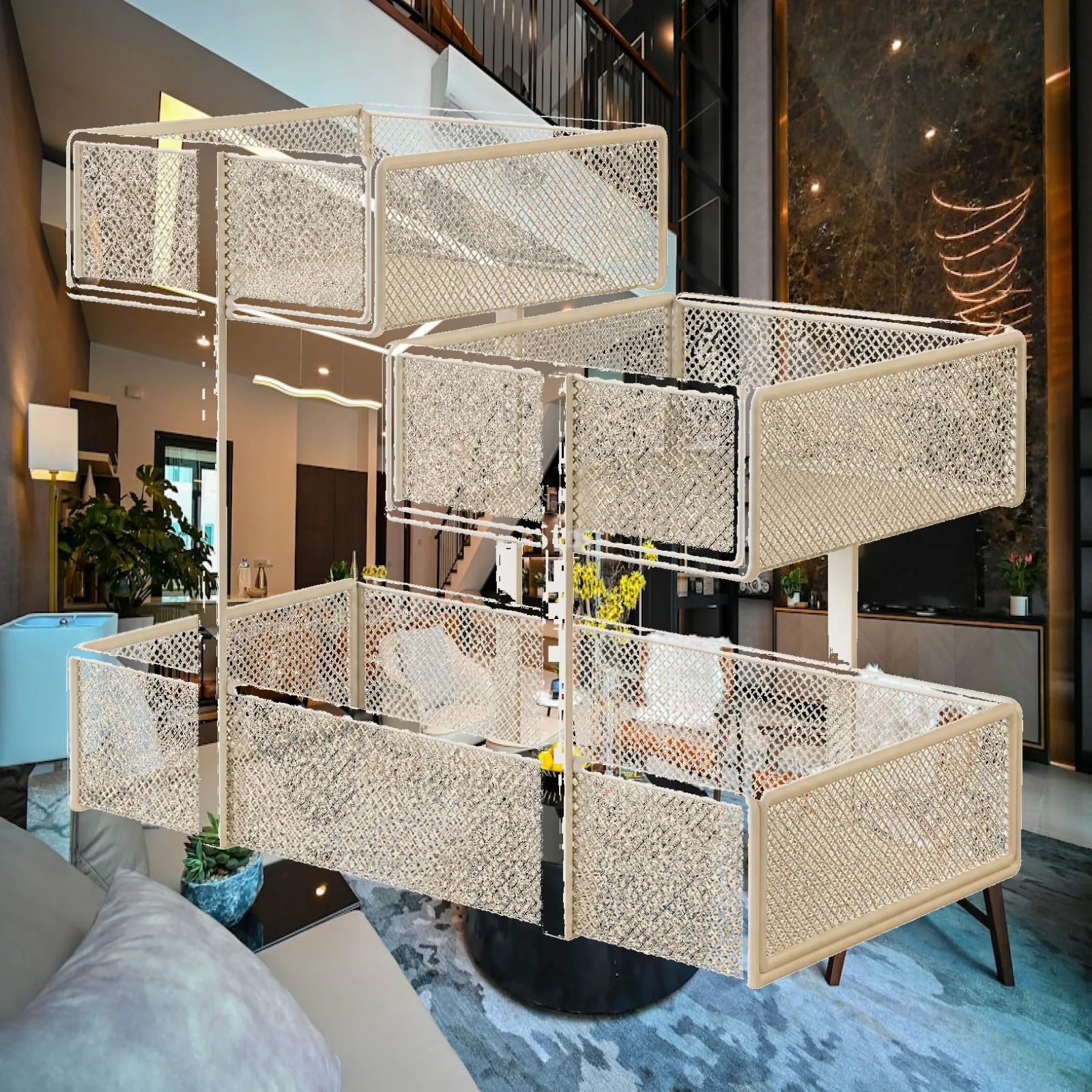 3 Tier Countertop Shelf Multi-Purpose Three-Tier Countertop Storage Rack Steel Frame Mesh Basket Rack Compact Sturdy