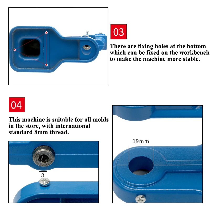 Hand press machine Installation tool press 6 colors Aluminum lightweight multi mold  for eyelets/rivet/Buttons/Drilling/buckle