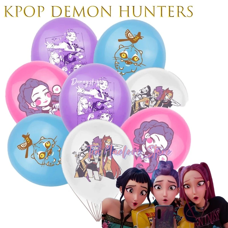 

KPop Demon Hunters HUNTRX Saja Boys Theme Balloons Latex Party Decorations For Birthday Halloween Cosplay コスプレ Christmas