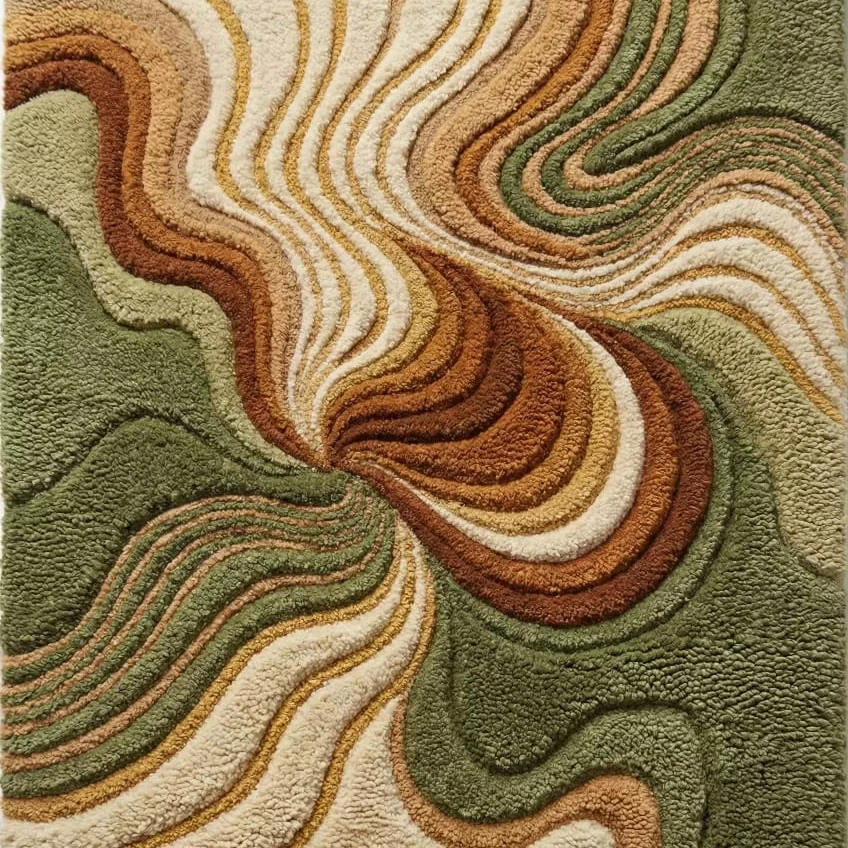 Handmade 100% Fine Wool Tufted Carpet Rugs Floral Loop Cut Carpets for Living/Kids Room Modern Style Machine Made-for Hall Rugs