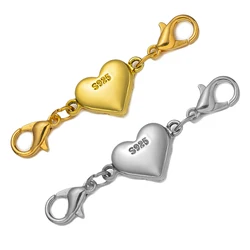 5pcs Strong Magnetic Necklace Closures Extender Silver Metal Double Lobster Clasp for DIY Jewelry Bracelet Making Supply
