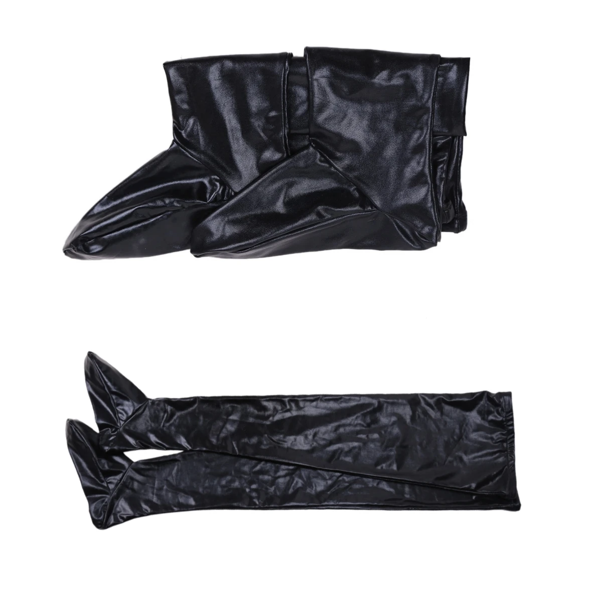 Mulheres sexy látex antiderrapante meias senhora preto boate pólo dança comprimento de couro sobre o joelho meias altas acessórios ﻿