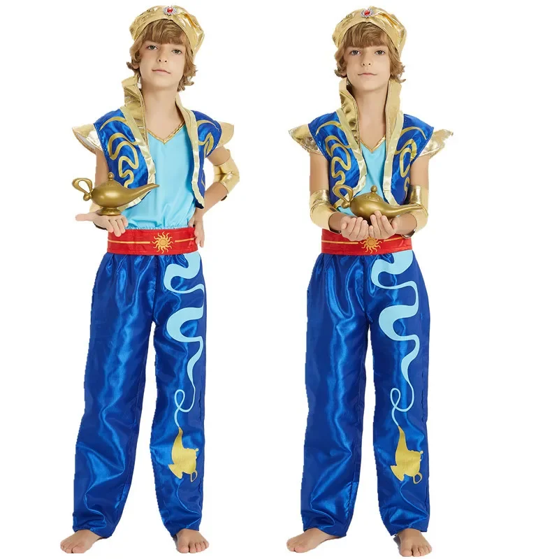 

Children's Halloween Costume Arabian King Costume Aladdin's Lamp Prince Stage Performance Costume Set Carnival Party Costume