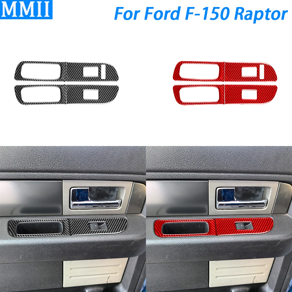 

Панель переключателя для Ford F150 Raptor 2009-2014, из натурального углеродного волокна, задняя дверь, окно, подъемник, крышка, отделка, аксессуары для интерьера автомобиля, наклейка