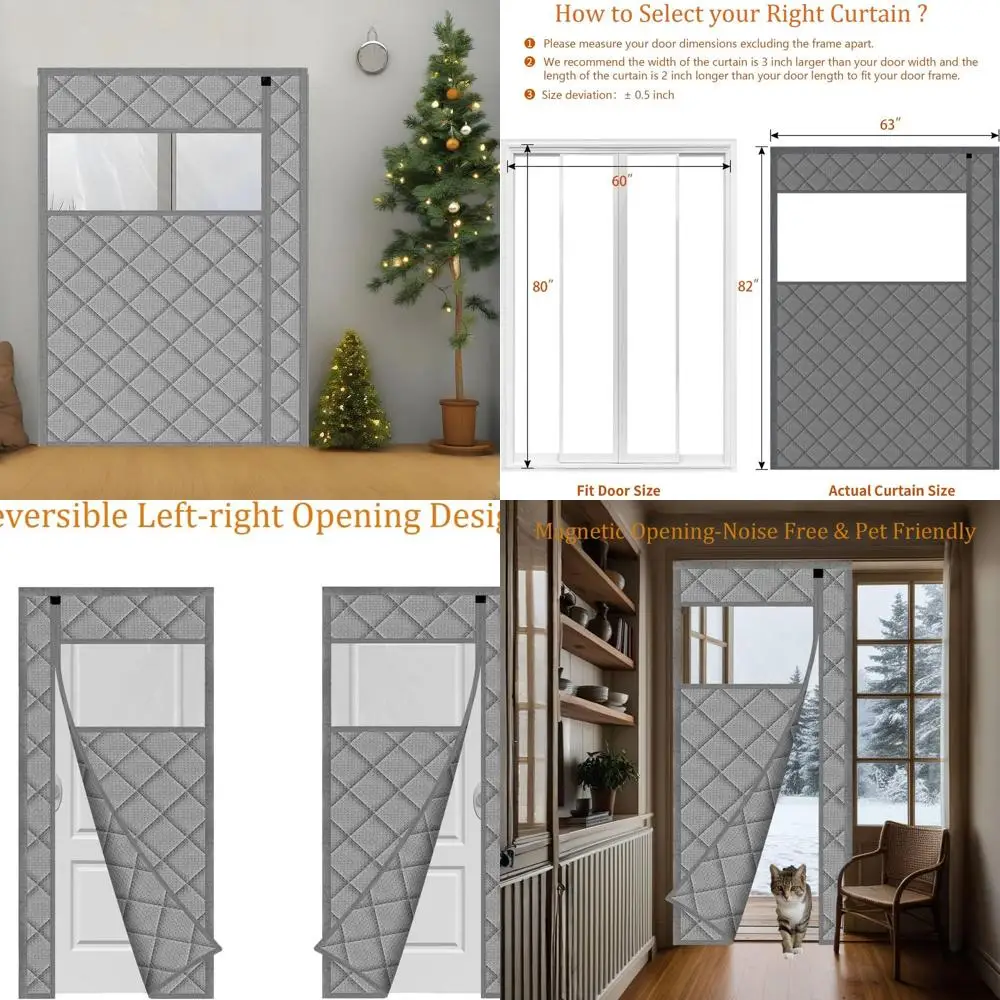 

Серая магнитная термоизолированная дверная занавеска 63x82 для дверей 60x80, боковое отверстие, конструкция панели, идеально подходит для контроля температуры