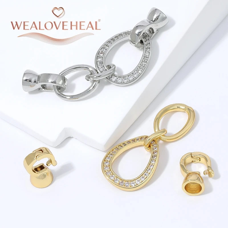 18K vergoldeter Messing-Doppelring mit Perlenverschluss, mikrobesetzter CZ-Oval-Verbindungsstück mit Schalenenden für DIY-Schmuckherstellung – Detail 17
