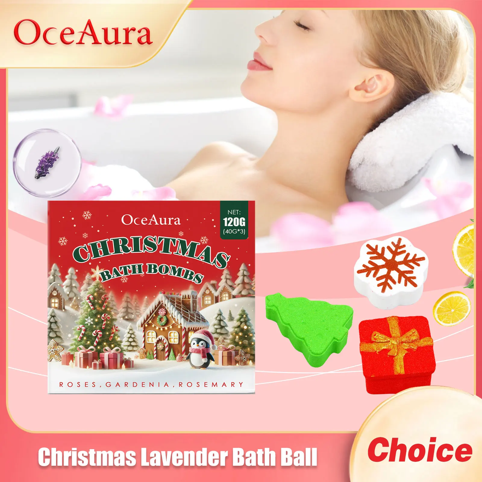 Christmas Lavender Bath Ball Stress Relief Rich Bubble Long Lasting Fragrances Deeply Moisturizing Colorful SPA Gifts Bath Bombs