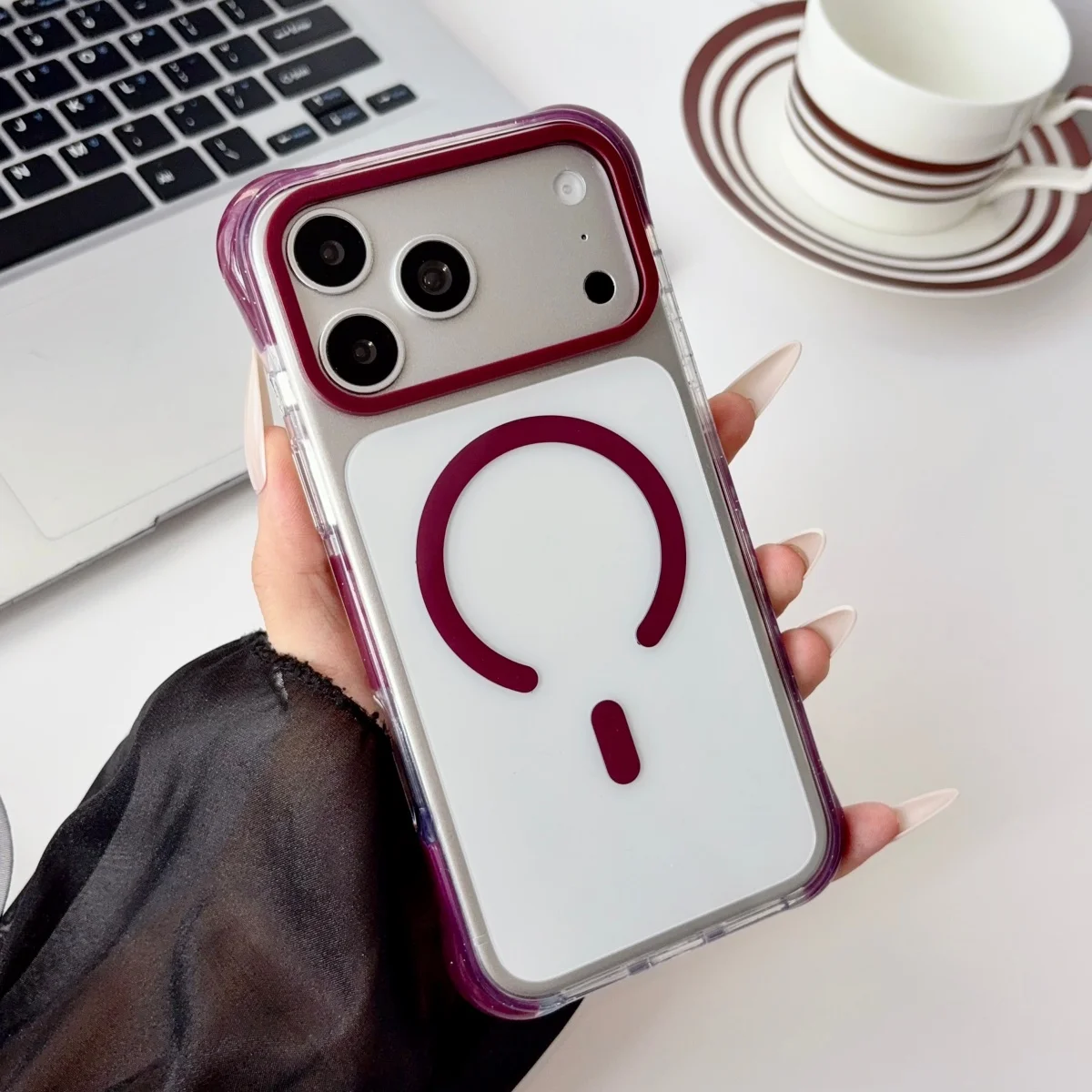 Airbags Shockproof Clear Magnetic Armor Case for IPhone 18 17 16 15 14 Pro Max for Magsafe Wireless Charging Shockproof Cover view 2