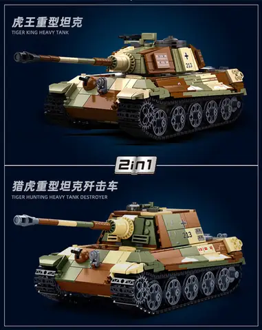 Sluban 930 delar Armé Tiger King Tunga Pansarvagnar Landstyrka Andra världskriget Militär Soldat Byggstenar Set Pedagogiska Leksaker för Barn 8 best sales funko matilda - №8