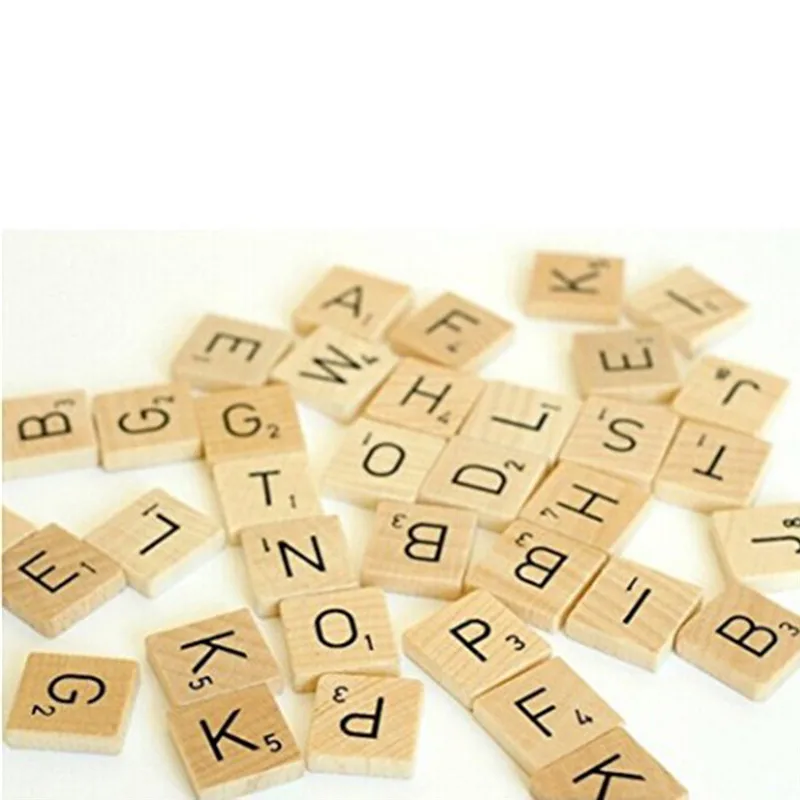 100Pcs/set Children Wooden Alphabet Tiles Black Letters & Numbers For Crafts Wood Digital Puzzle Kid Toy