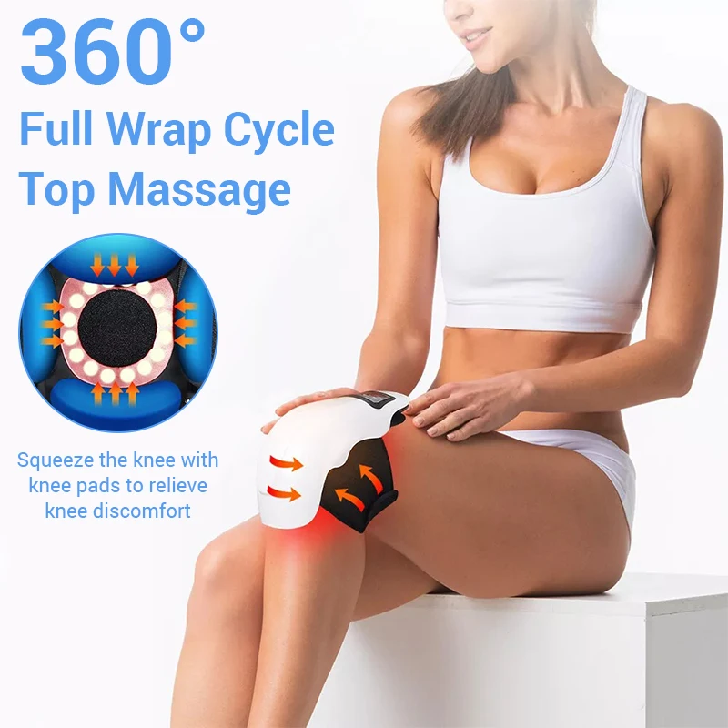 Masaje de rodilla con vibración calentada eléctrica, rodilleras infrarrojas, alivio del dolor articular, temperatura de calentamiento, presión de aire, masaje de codo y pierna