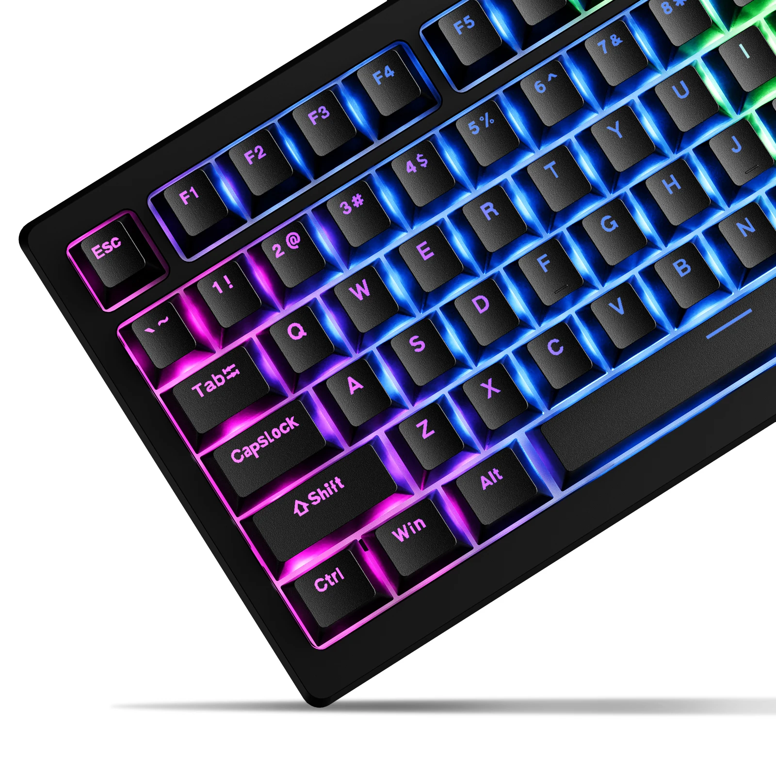

XVX Shine Through Keycaps PBT Double Shot White Keycaps OEM Profile 131 Keys Black
