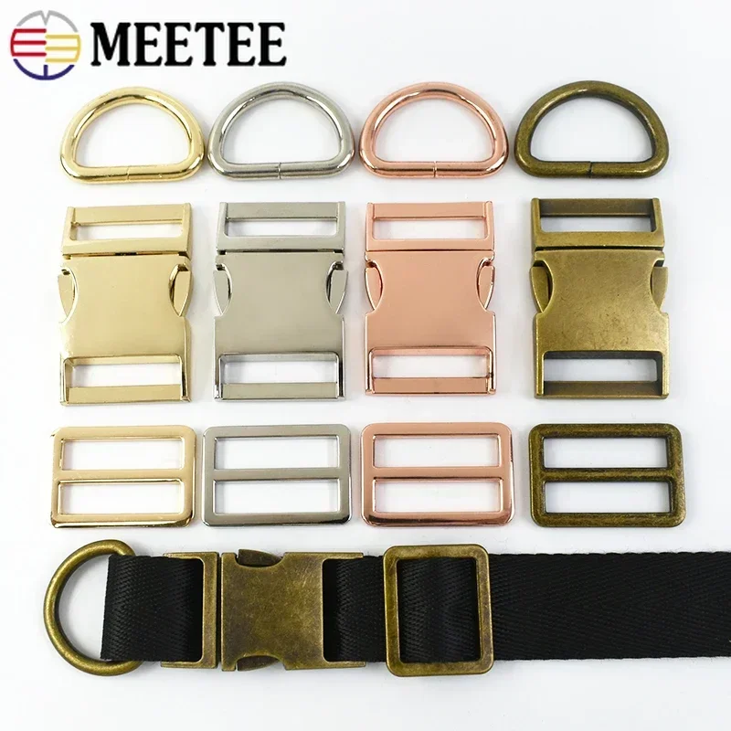 1Set 15-38mm Metal Buckles Quick Release Buckle D Ring Tri Glide Adjuster Clasp Bag Strap Dog Collar Hook DIY Accessories